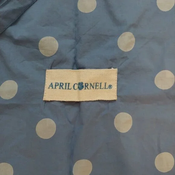 April Cornell Blue Polka Dot Tote Bag Cotton Boho Cottagecore Eco Friendly - Picture 2 of 5